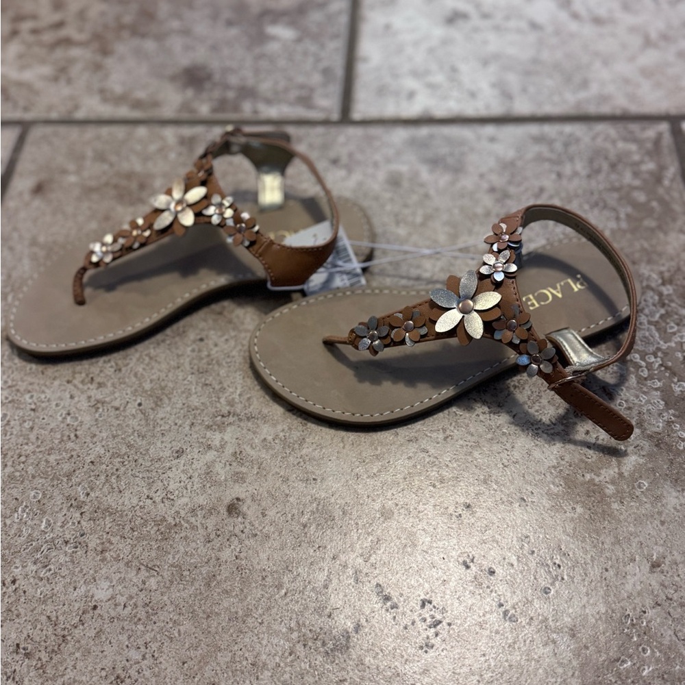 The Children's Place Tan Floral Kids Sandals